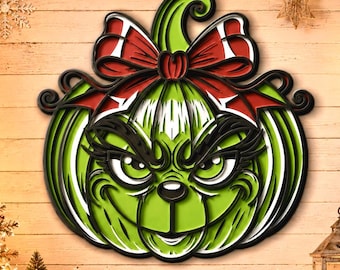 Calabaza multicapa SVG, Calabaza sonriente, Corte láser, Mandala 3D, Bricolaje, Corte de madera contrachapada