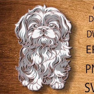 Archivo SVG multicapa de perro Shih-Tzu, perro Shih-Tzu en capas 3D, mandala 3D multicapa, archivo SVG de amor de Shih-Tzu, DXF de perro Shih-Tzu, corte de madera de perro