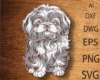 Shih-Tzu dog Multilayer SVG File,3D Layered Shih-Tzu dog,3D Mandala Multilayer,Shih-Tzu love SVG File,Shih-Tzudog DXF,Dog wood cut