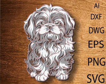 Shih-Tzu dog Multilayer SVG File,3D Layered Shih-Tzu dog,3D Mandala Multilayer,Shih-Tzu love SVG File,Shih-Tzudog DXF,Dog wood cut