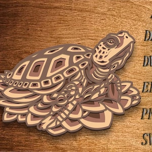 Tortuga multicapa svg, archivo de corte láser, tortuga marina SVG, descarga instantánea diseño de patrón vectorial Glowforge silueta Cricut Boho decoración de la pared del hogar