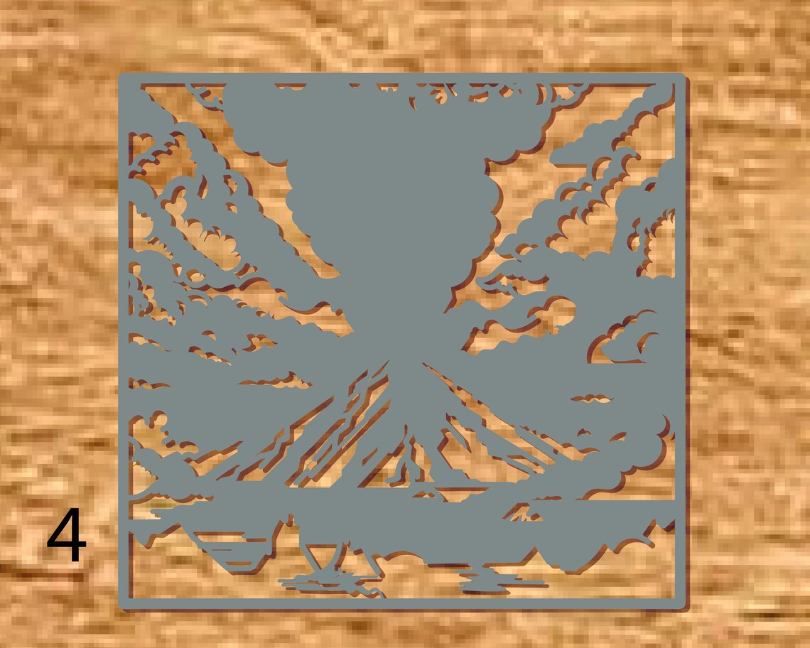 Valcano Router 3D Layered Volcano Mandala SVG: Laser Cut Files, CNC Router Template ...