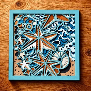 Beach Multilayer SVG,3D Mandala,Laser Cut,Paper Cut File,Plywood Cutting