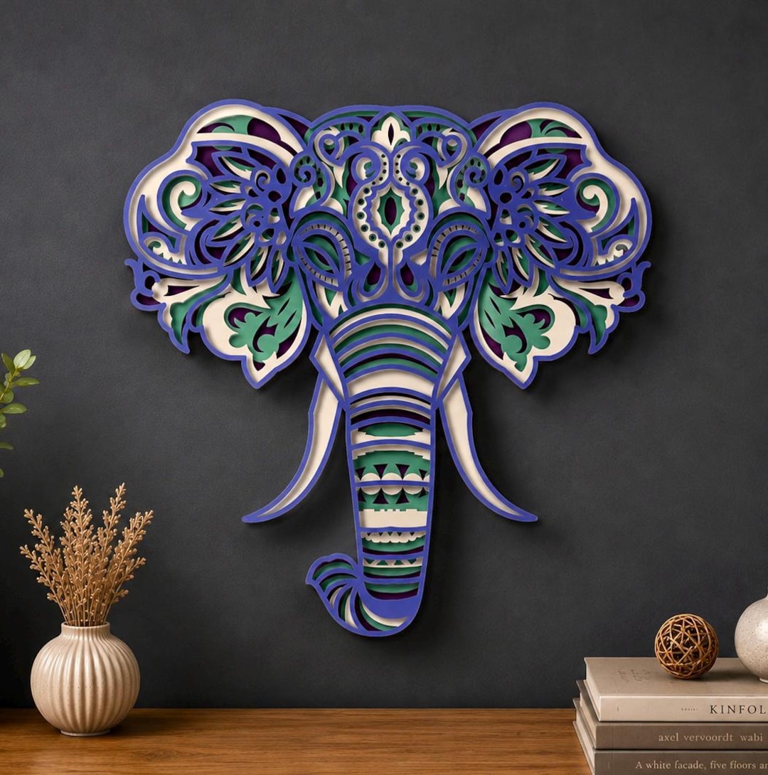 Elephant Multilayer SVG,3D Mandala,laser Cut,paper Cut File,diy