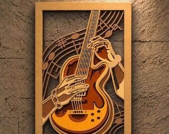 Guitar Multilayer SVG,3D Mandala,Laser Cut,Paper Cut File,DIY,Plywood Cutting