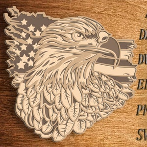 Eagle and Flag SVG, American Flag, Bald Eagle, Laser Cut file, Multilayer, DIY Cutting, Glowforge, Wooden Animal, Wall Decor