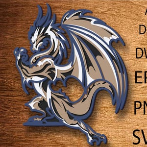 3D Warrior Dragon Mandala SVG File, 3D Layered Dragon, Zentangle Multilayer, Mandala Multilayer, Dragon SVG File, Dragon DXF, Laser Cutting