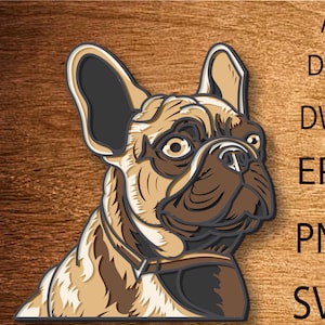 3D Französische Bulldogge Mandala SVG-Datei, 3D Schicht Französische Bulldogge, Hund Multilayer Plotter, Hund Papierschnitt, Boxer Hund SVG, Hund DXF, Laserschneiden