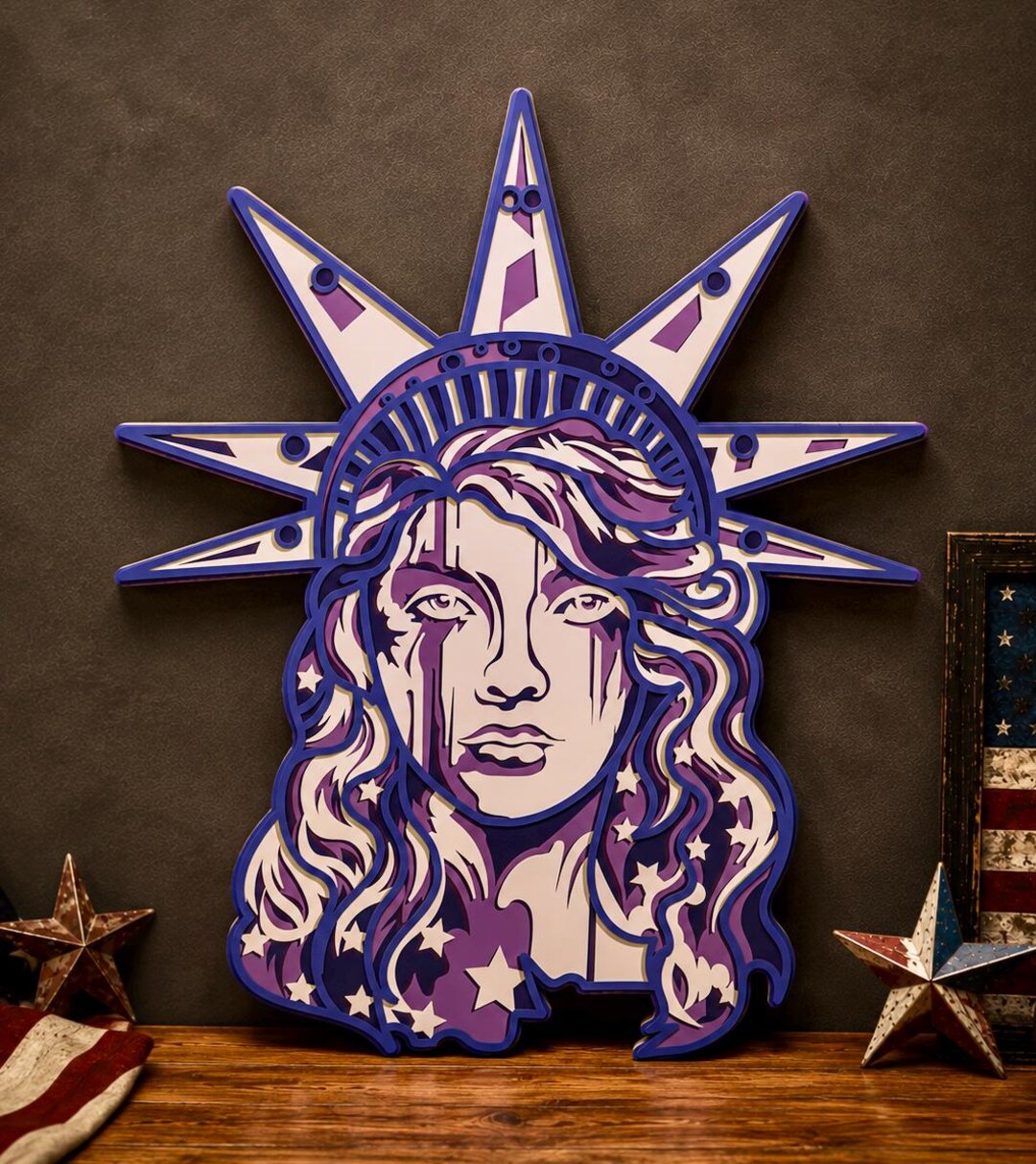 Statue of Liberty Mandala SVG: Patriotic Layered Laser Cut File
