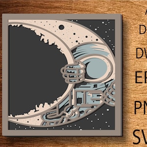 Astronauta 3D multistrato SVG, file di taglio laser Astronauta, strato 3D, taglio compensato, taglio carta, file SVG Astronauta spaziale, mandala 3D, arredamento per la casa