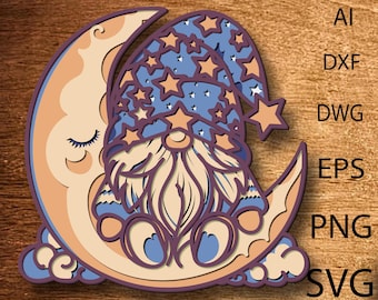 Gnome Multilayer SVG,3D Mandala,Laser Cut,Paper Cut File,Plywood Cutting,For CNC