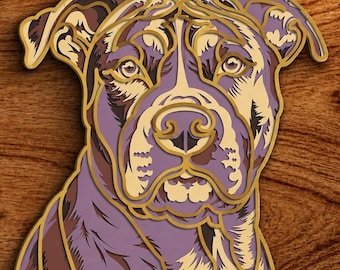 Pitbull Multilayer SVG,3D Mandala,Laser Cut,Paper Cut File,DIY,Plywood Cutting