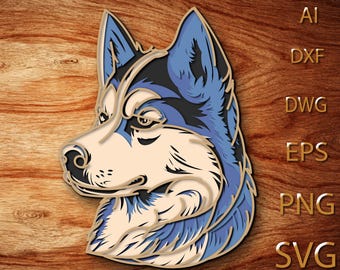 Husky Dog Multicapa SVG, Mandala 3D, Corte láser, Archivo de corte de papel, Bricolaje, Corte de madera contrachapada
