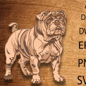 Bulldog inglese 3D Mandala SVG Cane, Cane a strati 3D, Cane multistrato Svg, Taglio carta cane, Cane SVG, Cane DXF, Taglio laser, Taglio compensato cane