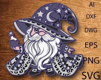 Halloween Gnome Multilayer SVG,3D Mandala,Laser Cut,Paper Cut File,DIY,Plywood Cutting