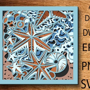 Beach Multilayer Svg,3DLayer Beach ,Mandala SVG Files,Laser Cut Template Files, Layered CNC Router svg,3D plywood mandala,Home Decor
