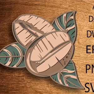 Café multicapa SVG, granos de café para proyectos Cricut, Mandala SVG para corte por láser, plantilla Dxf para enrutador Cnc o Cricut, corte de papel