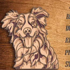 3D Australian Shepherd Mandala SVG-Datei, 3D Hund, Multilayer-Svg-Dateien, Hund Papierschnitt, Australian Shepherd SVG, Hund DXF, Laser schneiden