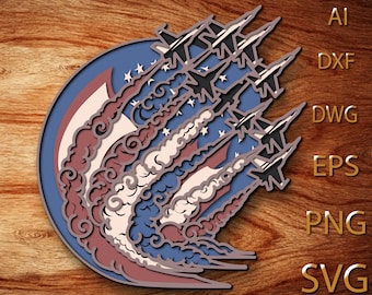 Patriotic American Flag Multilayer SVG,Laser Cut,Paper Cut File,DIY Cutting,Glowforge