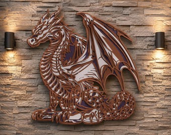 Dragon Multilayer SVG,3D Mandala,Laser Cut,Paper Cut File,DIY,Plywood Cutting