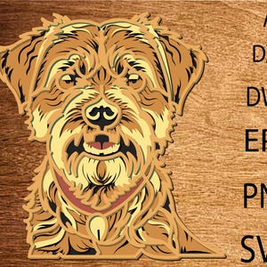 Borderterrier hund flerskiktad SVG, 3D-mandala, laserskuret, pappersskuren fil, plywoodskärning