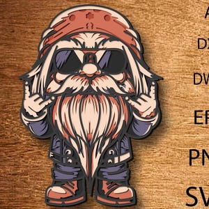 Gnome Biker Multilayer SVG, Biker, Gnomo freddo, File tagliato al laser, Multilayer, Taglio fai da te, Glowforge, Mandala in legno, Decorazione da parete