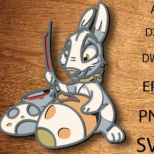 Fichier découpé au laser de lapin de Pâques, Svg multicouche de lapin de Pâques, fichiers Svg, modèles DXF pour routeur CNC, coupe de contreplaqué de lapin de Pâques, cadeaux de Pâques