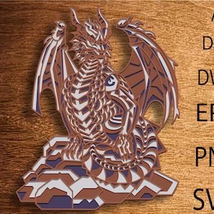 File SVG 3D Dragon Mandala, Drago a strati 3D, Zentangle Multistrato, Mandala Multistrato, File SVG Drago, Drago DXF, Taglio laser