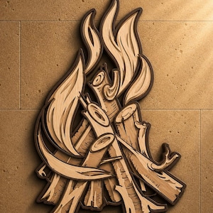 Eld Flerskikts SVG, 3D Mandala, Laserklipp, Pappersklippsfil, Plywoodskärning