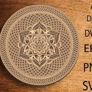 Svg multicouche mandala, mandala en bois mural décoratif 3D, découpe de papier, fichier découpé au laser cadeau mandala en bois, décoration murale mandala, calque 3D