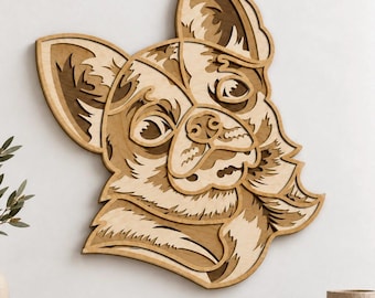 Chihuahua meerlaags SVG, 3D mandala, lasersnijden, papiersnijbestand, doe-het-zelf, multiplex snijden