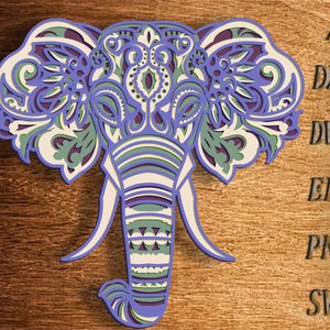 Olifant meerlaagse SVG, 3D-mandala SVG-bestanden, meerlaags paneel voor lasersnijden, Cricut SVG, multiplex snijden, kunst aan de muur thuis, lasergesneden dxf
