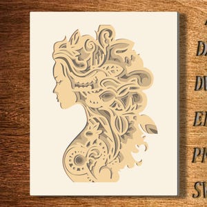 Frau Multilayer Laser geschnitten Datei, Auge Dxf Datei, SVG Ai EPS Dxf Laser geschnitten Wandkunst, Schnittvorlage Vektor-Datei, Laser geschnitten Dekoration DXF Datei