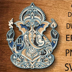 Ganesh meerlaagse SVG, Ganesh-mandala, 3D-bestand gelaagd, lasergesneden, papier gesneden, CNC-bestanden, SVG-bestand, multiplex gesneden, snijsjabloon, cricut-bestand
