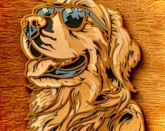 Golden Retriever Multilayer SVG, Mandala 3D, Cięcie laserowe, Plik do cięcia papieru, Zrób to sam, Cięcie sklejki