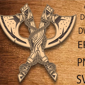 Wikinger Axt mehrschichtige SVG-Datei, Axt SVG, digitale Download-Datei, einzigartiges Handwerk Geschenk, Sperrholzdatei
