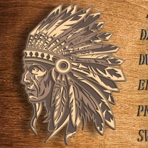Amérindien multicouche SVG, fichier de coupe mandala indien, calque 3D, découpe de contreplaqué, découpe de papier, art mural, contreplaqué de mandala 3D, svg indien