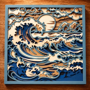 Sea Landscape Multilayer SVG, 3D Ocean Ship Mandala, Laser Cut Template (Digital Download)