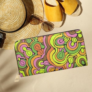 Retro 1970s Abstract Design Women&#39;s Wallet Gift for Mom