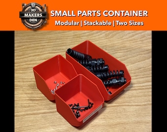 Small Parts Containers (Angled Front) - STL Digital file for 3D Printing |  Stackable, Modular Bins with Space for Label