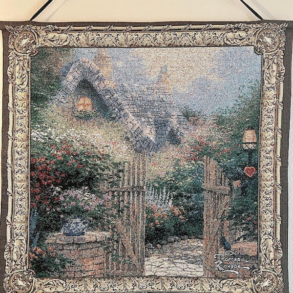 Thomas Kinkade Hidden Cottage Tapestry 25.5″H x 26″W