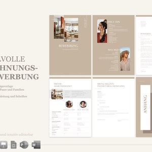 May include: A beige and white template for a housing application. The template includes sections for tenant information, self-disclosure, and a letter of recommendation. The template also includes a section for a child's freedom of movement certificate. The template is titled "Stylish Housing Application" and includes the year 2024.