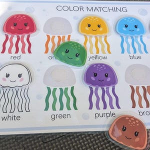 Jellyfish Color Matching Game: Montessori Busy Book Printable (Digital Download)