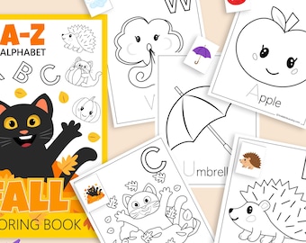 Fall Alphabet Coloring Book: ABC Tracing Worksheets (Digital Download PDF)