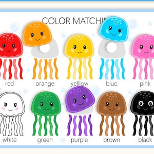 Jellyfish Color Matching Game: Montessori Busy Book Printable (Digital Download)