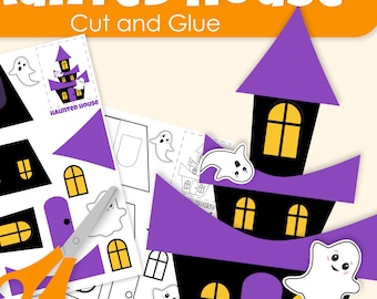 Haunted House Craft Template: Spooky Halloween Paper Model (Digital Download PDF)