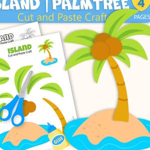 Island Palm Tree Craft | Kids Printable Craft Template | Cut and Paste | Beach Summer Homeschool | Teachers Resources | Instant PDF Download