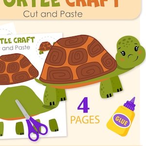Schildkröten-Handwerk für Kinder: Aktivität zum Ausschneiden und Einfügen (druckbare PDF)