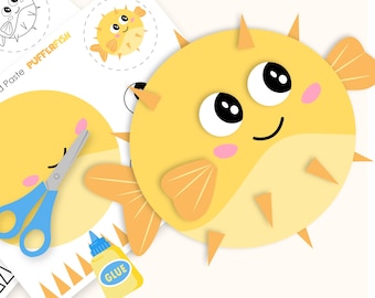 Pufferfish Craft for Kids | Cut and Paste Ocean Animal Activity | Printable Sea Animal Craft Template PDF