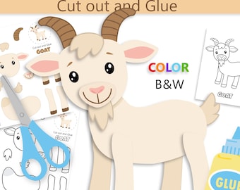 Kids Goat Craft Activity | Cut and Paste Farm Animal Template (PDF Download)